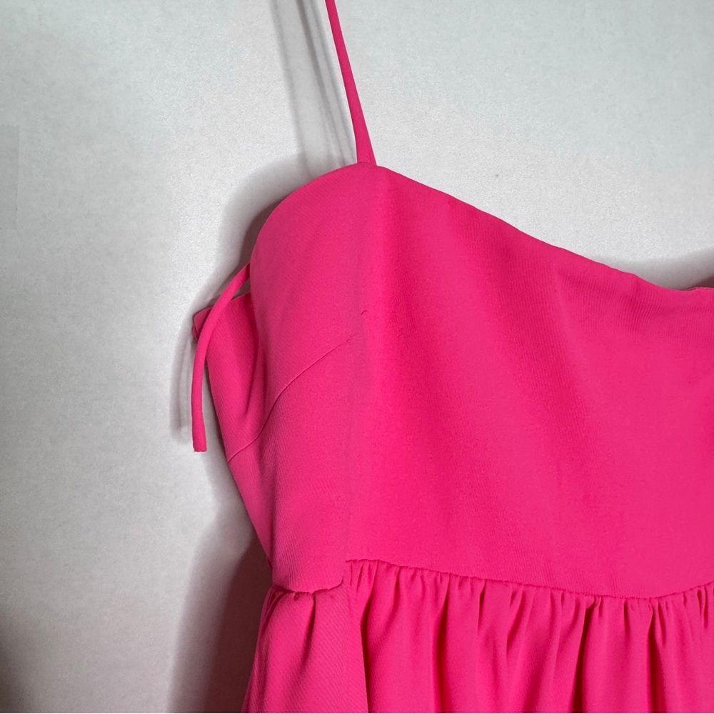 Amanda Uprichard Jojo Dress Pink Lacquer Mini Babydoll Spaghetti Strap SZ Small - Picture 7 of 16